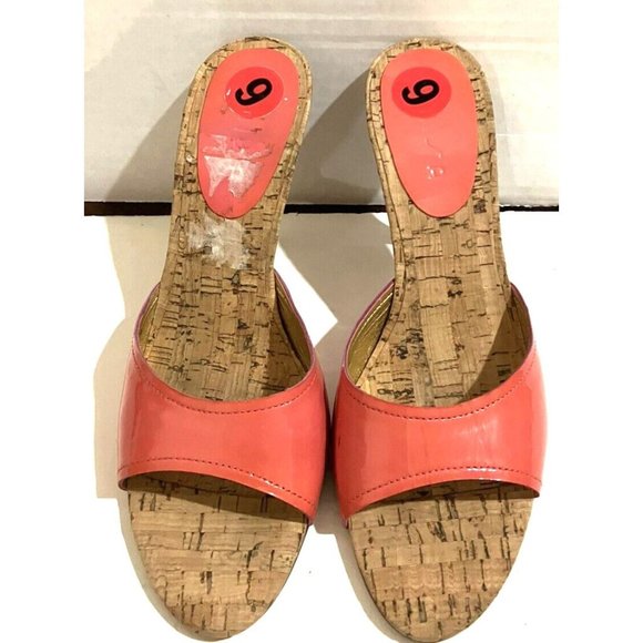Unisa women's size 6  Salmon Pink Cork Heels slip-on sandals shoes - Picture 2 of 7